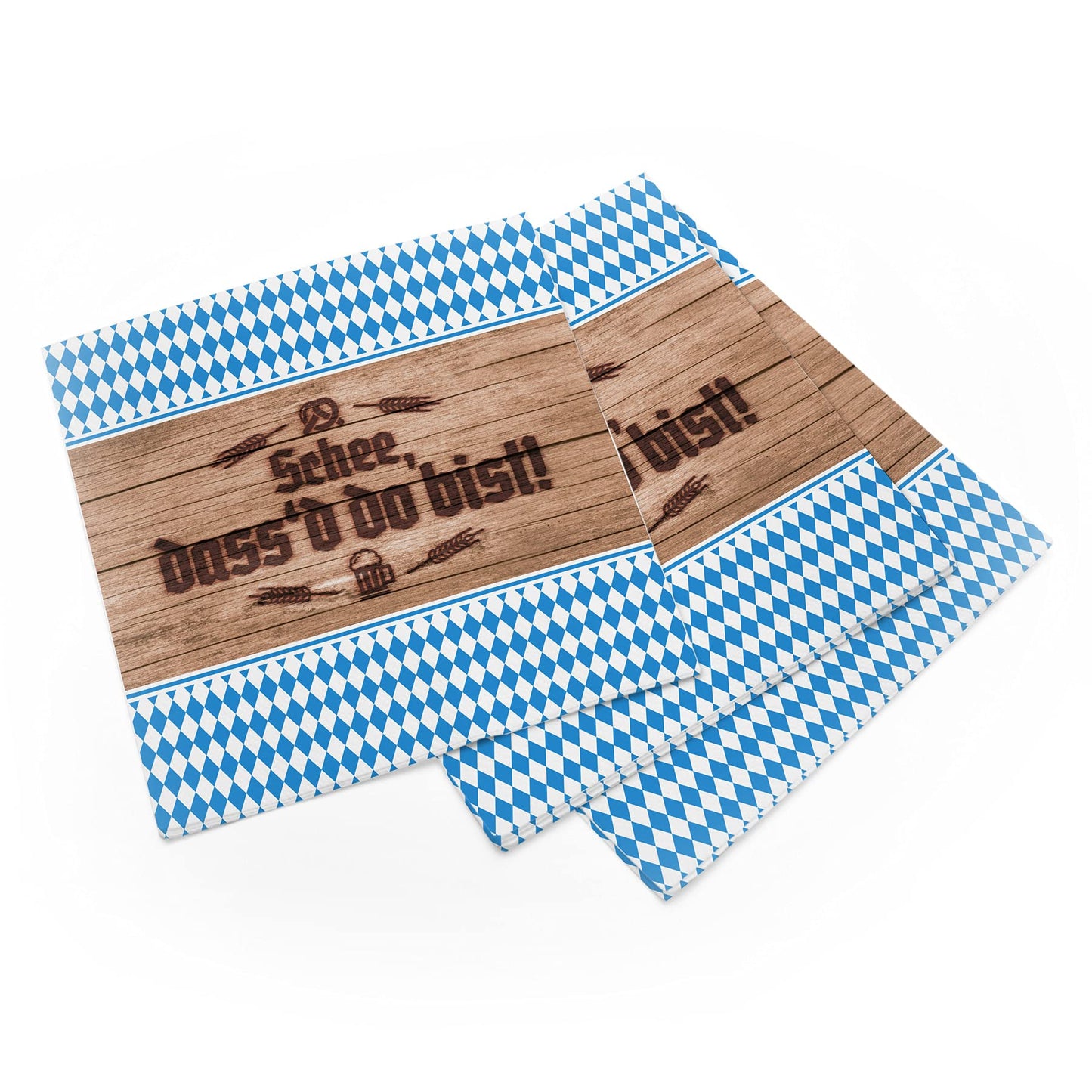 itenga Servietten bayrisch blau weiß Schee dass'd do bist/An Guadn 30 x 30cm 3-lagig 20 Stück für Oktoberfest Grillfeste und andere Feiern