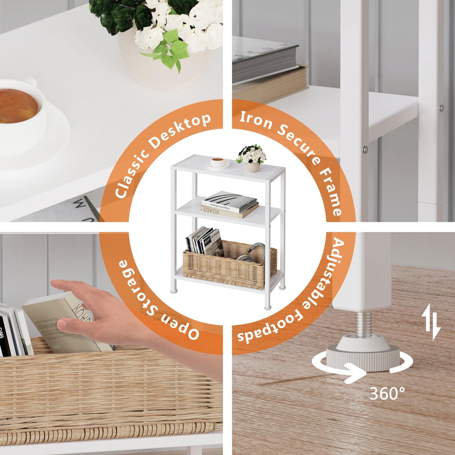 Vantimo Beistelltisch, Kleiner Beistelltisch, Sofa Beistelltisch für schmale Räume, Schlanker Beistelltisch, Nachttisch, für Wohnzimmer Schlafzimmer Büro
