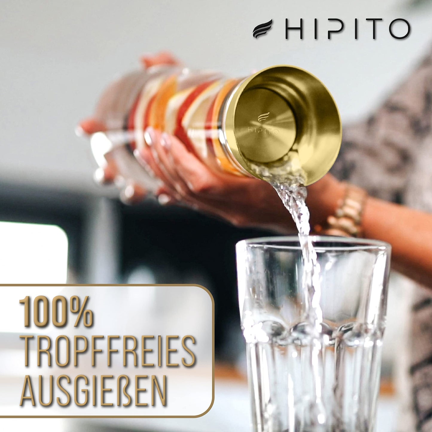 HIPITO Glaskaraffe Ersatz Deckel Gold - Vivi - passend für alle HIPITO Karaffen - spülmaschinenfest