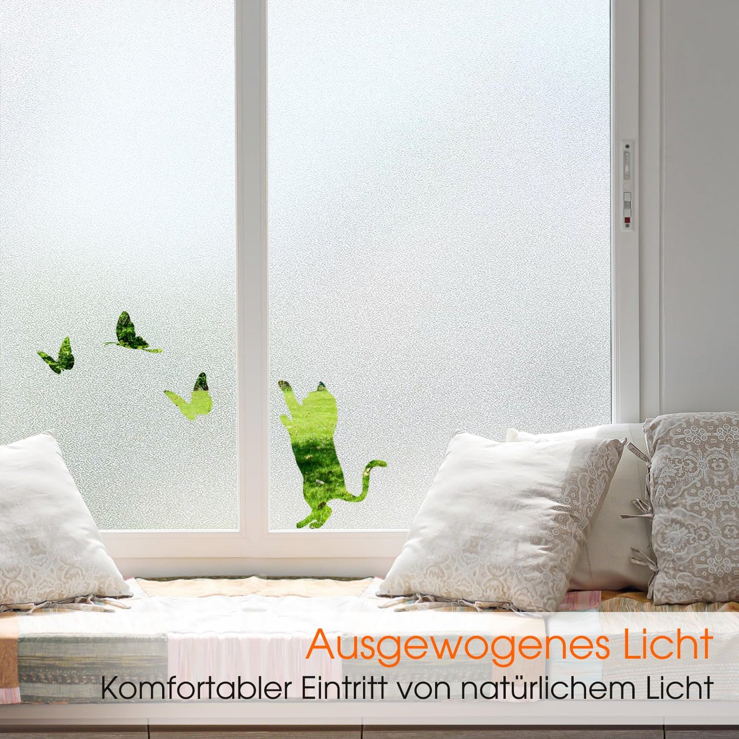 Lifetree Fensterfolie Blickdicht: Milchglasfolie Selbstklebend Fenster Sichtschutzfolie Blickdicht Anti-UV Statische Privatsphäre Haftend Glasfolie ohne Kleber Matt für Zuhause Büro 44.5 x 200cm