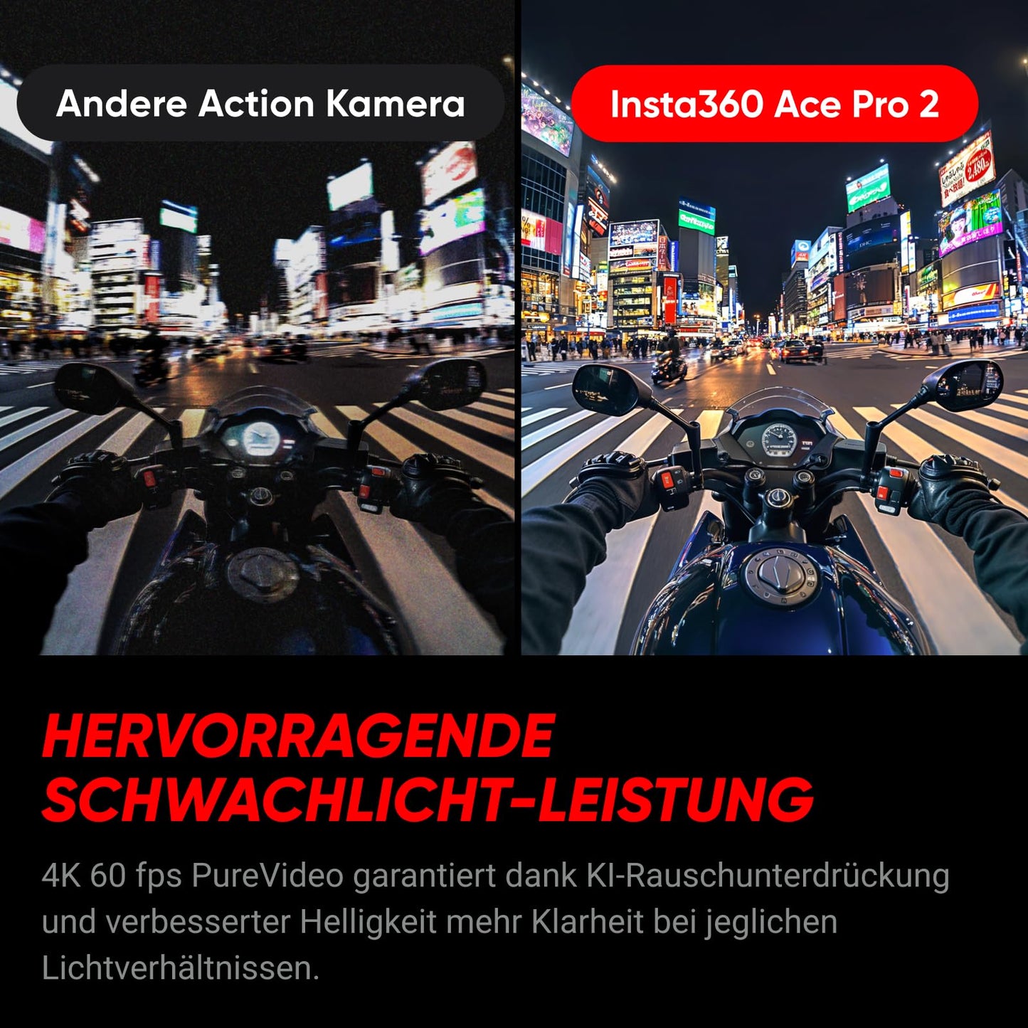 Insta360 Ace Pro 2 Pack Dual Akku – wasserdichte 8K-Action-Kamera mit Leica, 1/1,3 Zoll Sensor, Dual-KI-Chip, niedrige Lichtqualität, fortschrittliches Audio, klappbares Display, KI-Edition, Motorrad