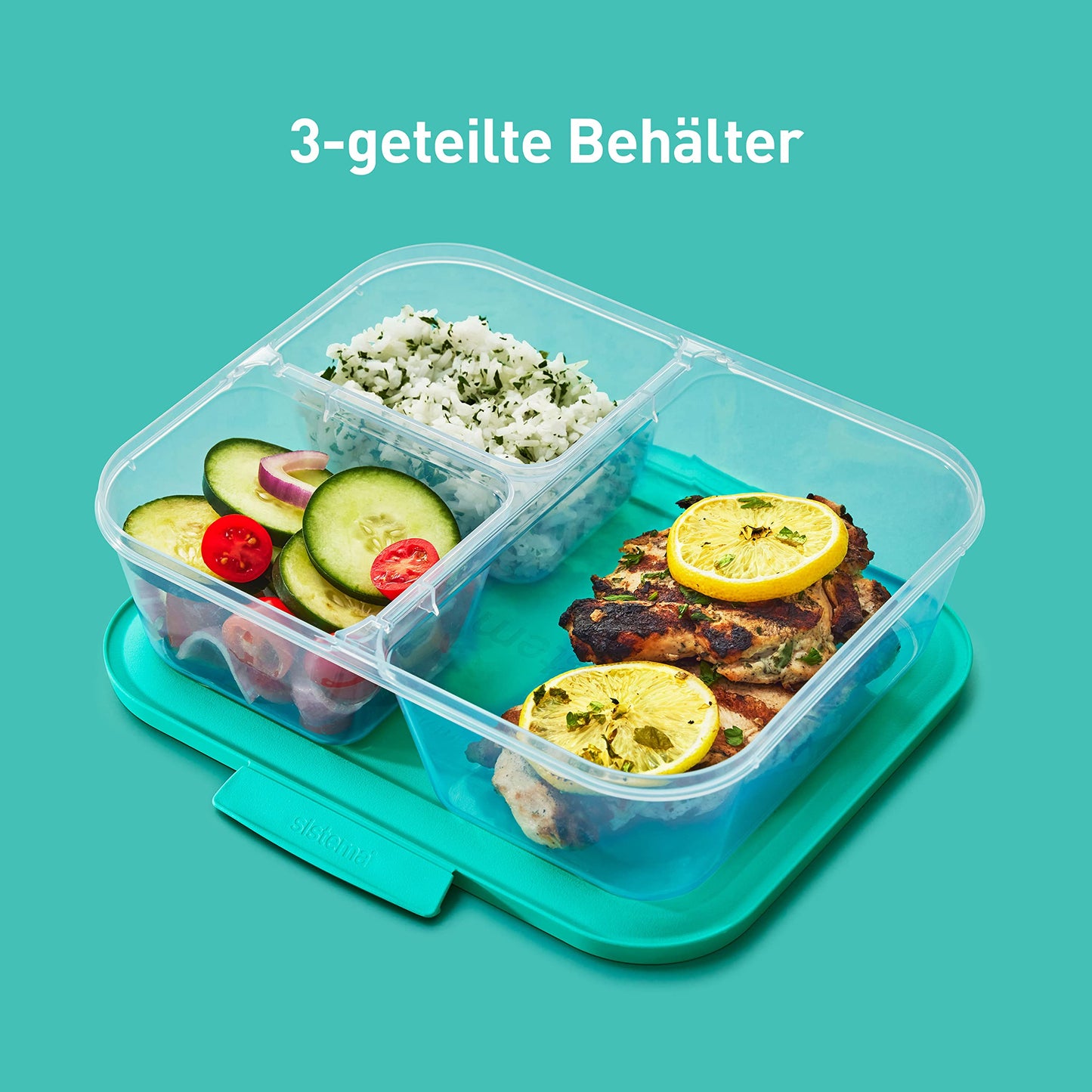 Sistema NEST IT Frischhaltedosen für Meal Prep | 1,9 L | luftdichte Vorratsdosen mit Fächern und Deckeln | Brotdosen für Pause | BPA-frei | grün | 5 Stück