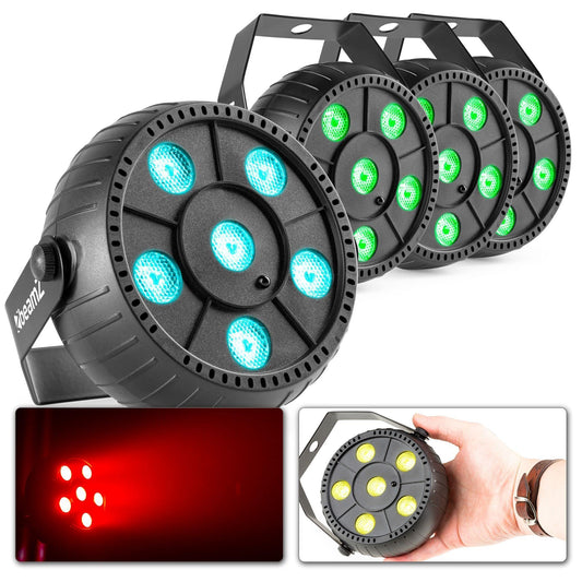 BeamZ PLP10 Akku LED PAR mit 6 LEDs 2 Watt - 4 Stück RGB LED PAR Scheinwerfer Stroboskop, Auto- und Soundmodus, Fernbedienung, Discolicht Partylicht Spotlight, Bühnenbeleuchtung, Effektstrahler