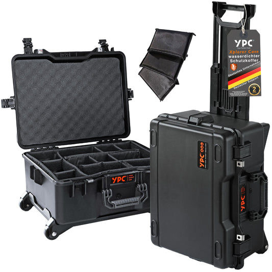 YPC Xplorer Case XXL – 53cm x 40cm x 28,5cm Trolley Outdoor Case, Fotokoffer gepolstert wasserdicht, Kamera Koffer Hardcase, Transportkoffer für Drohne, stapelbar