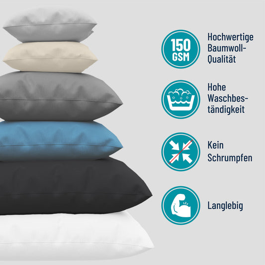 Dreamzie Kissenbezug 40x145 (Set mit 2) - 100% Jersey Baumwolle 150 g/qm Kissenbezüge -Anthrazit - Für Kissenbezug 40 x 145 - Kissenhülle - Kissenbezug - Resistent und Hypoallergen