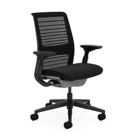 Steelcase Think Ergonomischer Bürostuhl mit LiveBack Lumbalstütze, 4D-Armlehnen, nachhaltigem Design Onyx