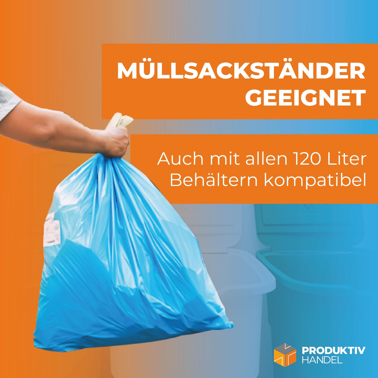 Müllsäcke 15 Stück - 1 Rolle | 120l extra starke blaue Müllbeutel | stabile Abfallsäcke 90µm | 100% Recyclinganteil | sehr reißfest & wasserdicht