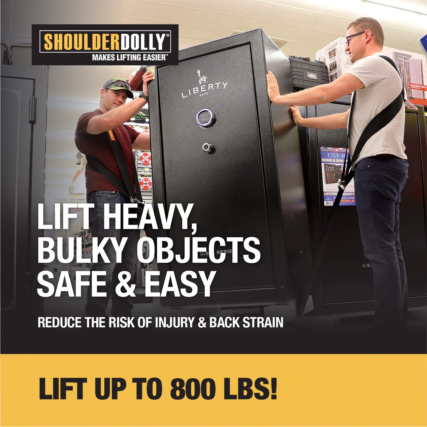 SHOULDER DOLLY 2 Personen Tragegurt, Transportgurt, Hebegurt zum Ergonomischen und Eifachen Heben Von Gegenstände bis zu 370 kg und 3,65 m Länge Möbel, Haushaltsgeräte und vieles meh LD1000