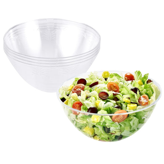MATANA 5 Große Transparente Plastikschalen, Salatschüsseln, Plastikschüsseln, Snackschalen für Kindergeburtstage, Picknick & Partys (3000ml) - Mehrweg & Stabil