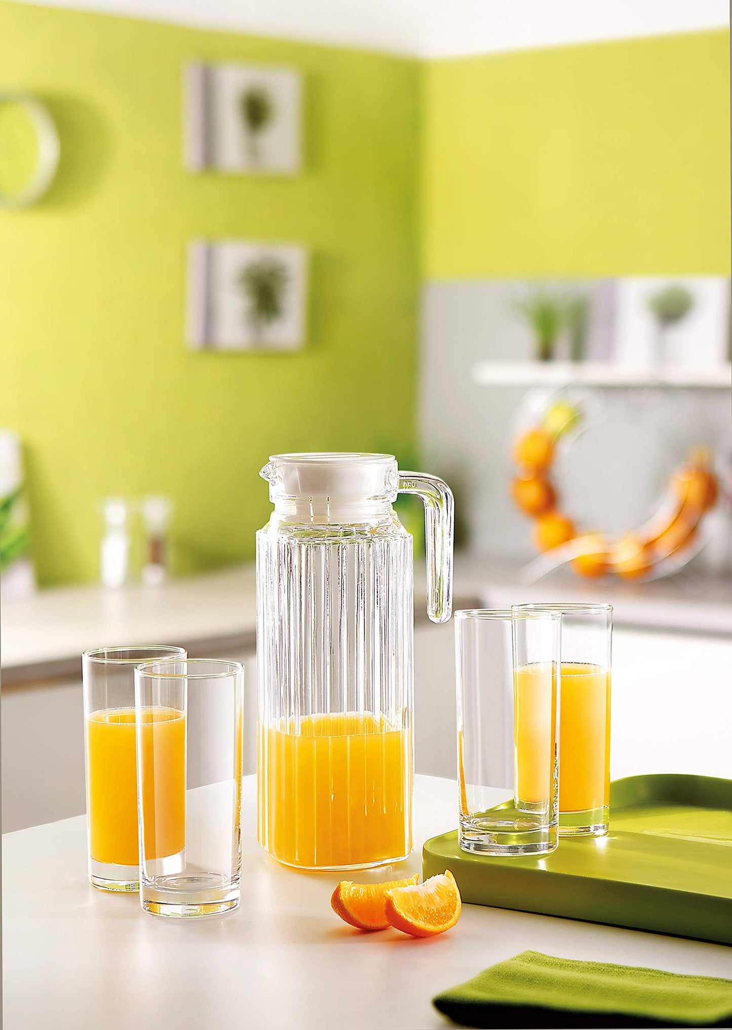 Luminarc ARC 70361 Quadro Krug, Kühlschrankkrug mit Deckel, 1.1 Liter, Glas, transparent, 1 Stück