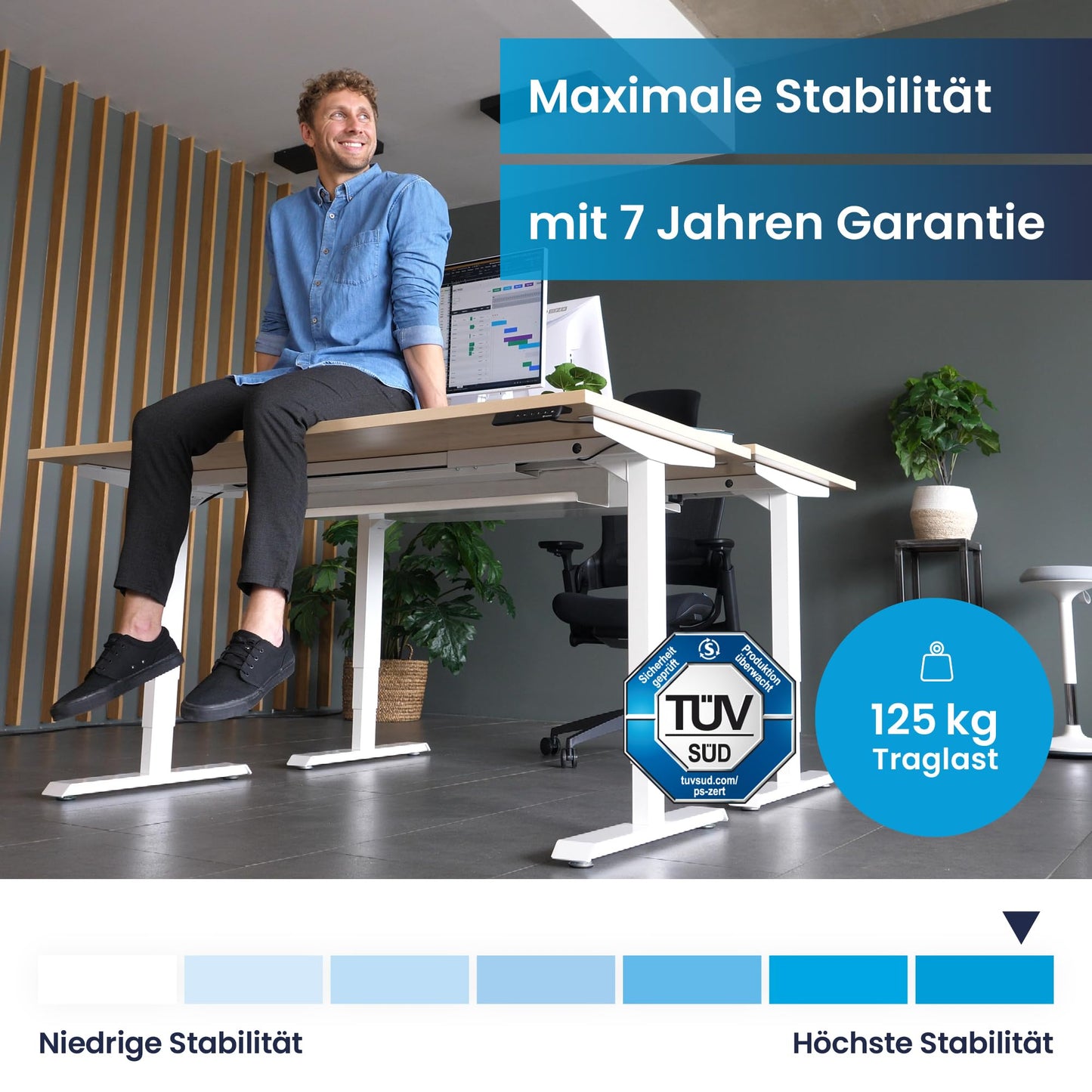 Ergotopia Desktopia Pro X Elektrisch höhenverstellbarer Schreibtisch, Ergonomischer Stehtisch für Büro oder Home Office (Schwarz, Gestell Schwarz, 160 x 80 cm)
