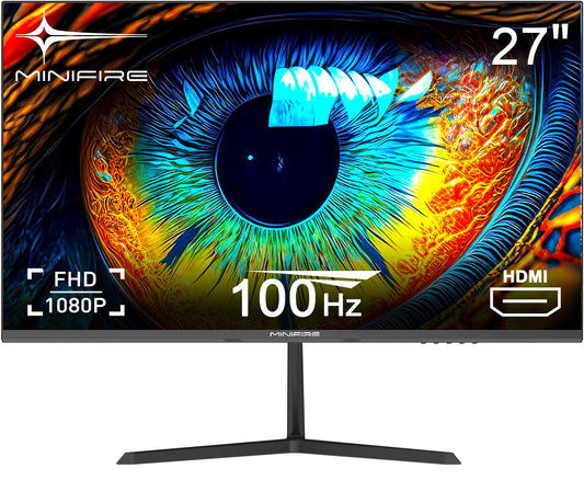 Minifire 27 Zoll Monitor, 100 Hz, Anti-Flicker, Full HD, 1080p Monitor PC Bildschirm mit HDMI Ports (MF27X3AL)
