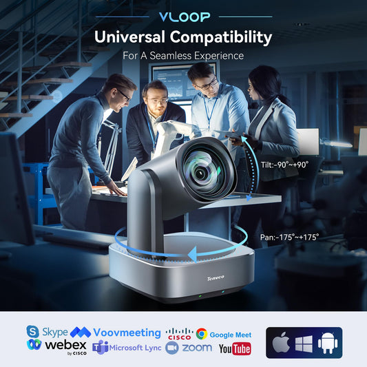 Tenveo 4K PTZ Kamera Streaming Kamera HDMI/USB3.0/PoE/ RJ45 Konferenzkamera 12x Optical Zoom Kamera Weiter Betrachtungswinkel YouTube/OBS Live Streaming and Skype/Zoom