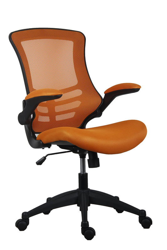 office hippo Gewebe-Operator-Bürostuhl, höhen- und kippverstellbarer ergonomischer Stuhl mit Spannungskontrolle, hochklappbare Armlehnen, für die tägliche Verwendung, bis zu 115 kg Tragkraft, Orange