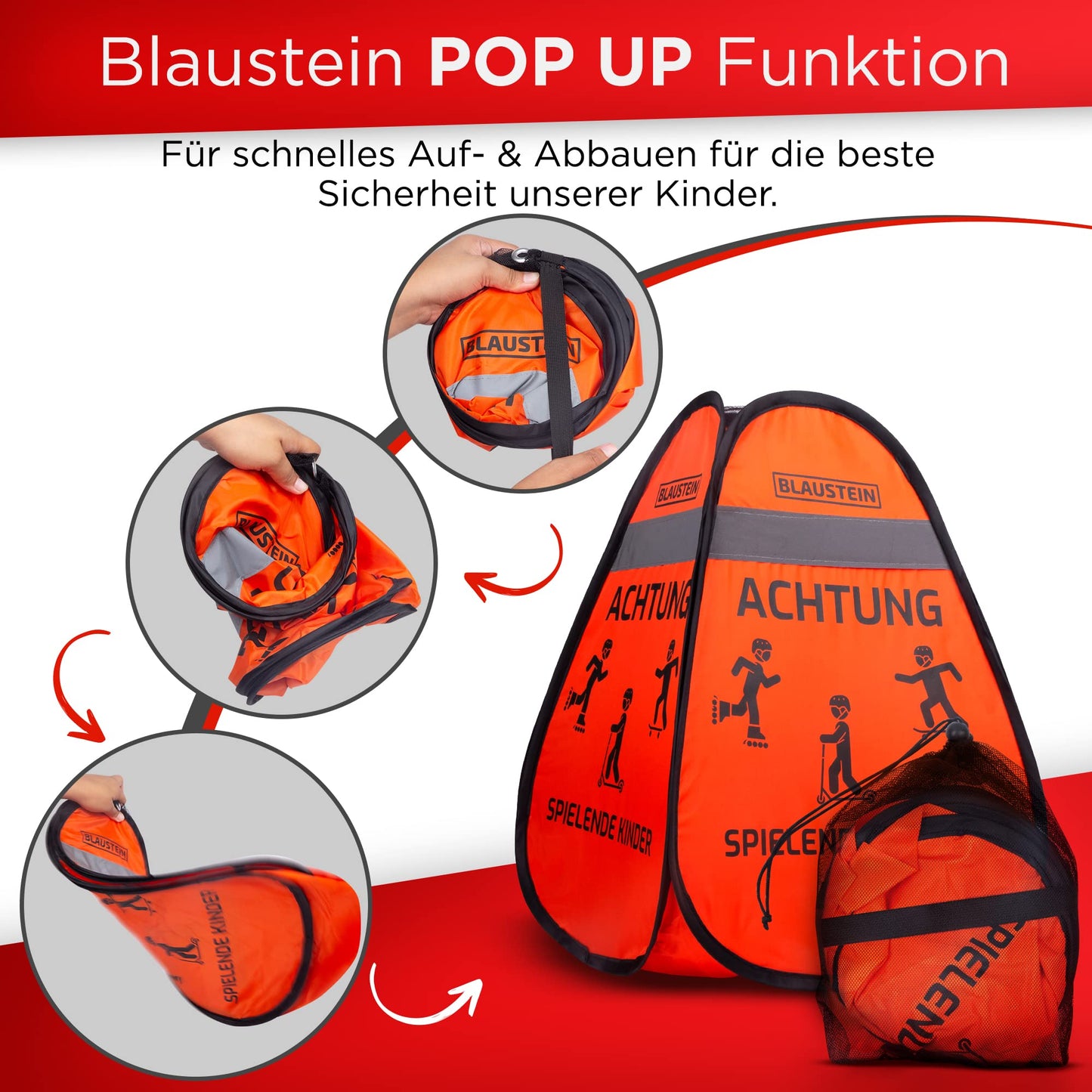 BLAUSTEIN Warnwürfel 2X - Mehr Sicherheit für Kinder Straßenwarnschild Spielende Kinder