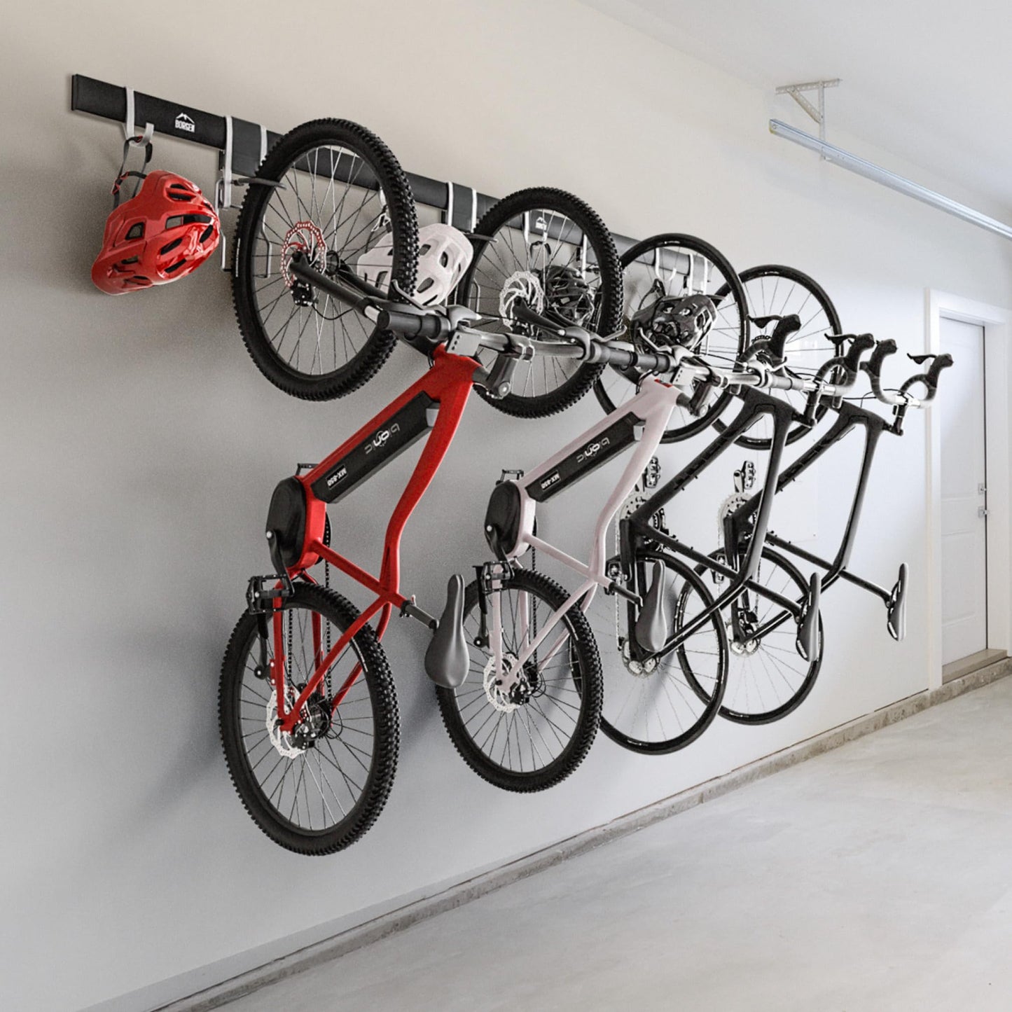 Borgen Fahrrad Wandhalterung Vertikal geeignet für alle Fahrräder, wie z.B. E Bike, Mountainbike, Rennrad, stufenlos verstellbar, Fahrradaufhängung Wand