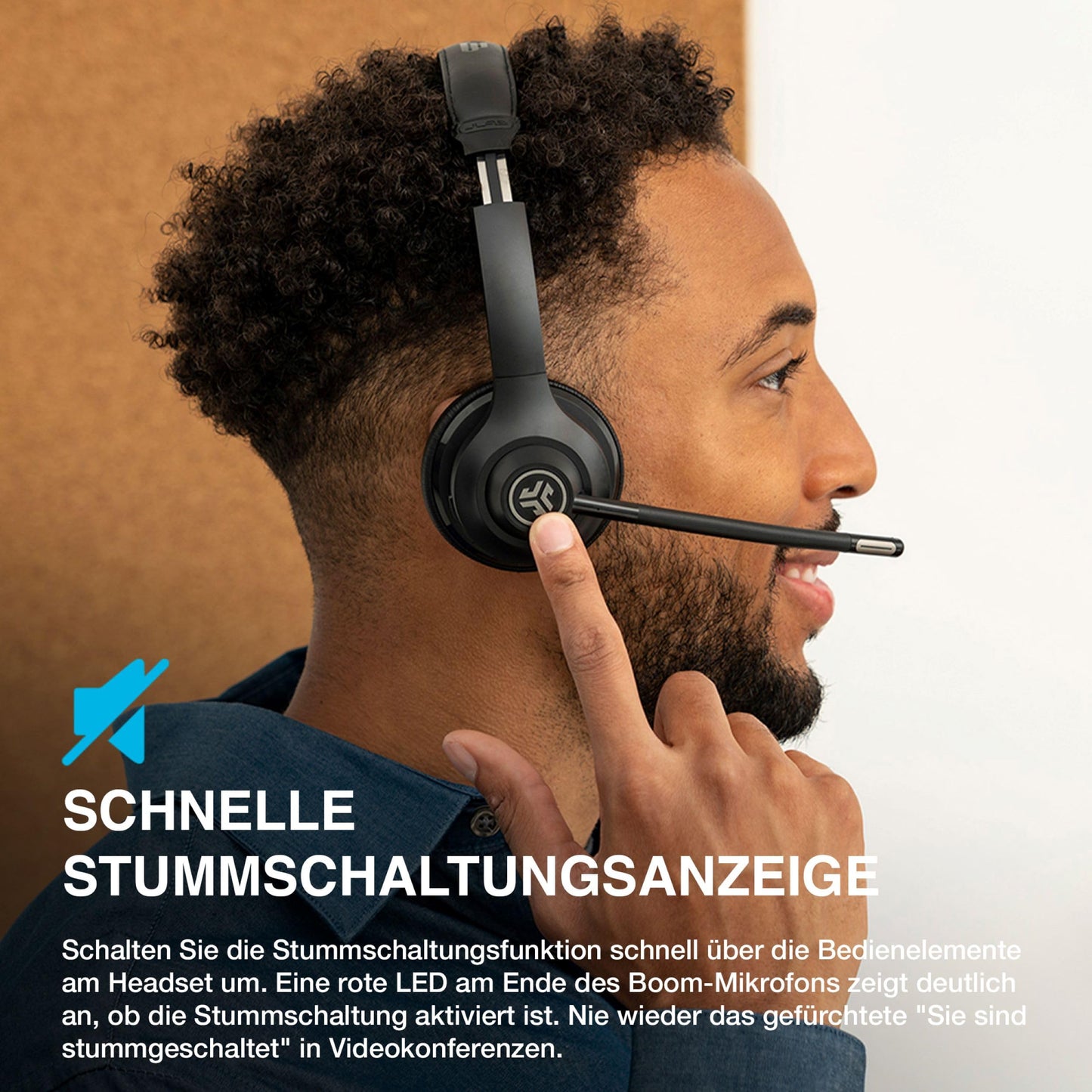 JLab Go Work 2nd Gen Headset mit Mikrofon Bluetooth & USB C Dongle, 55+ Std. Akku, Wireless Headset, On Ear PC Headset mit Mikrofon und Multipoint, kabellos oder mit Kabel, Headset für Handy, Büro