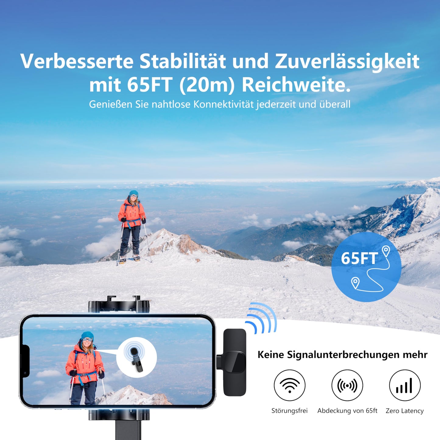 Qhot Kabelloses Lavalier Mikrofon für iPhone,iPad， Plug-and-Play-Mikrofon für Aufnahmen, Live-Streaming, Keine App erforderlich(iOS&USB-C 2MIc)