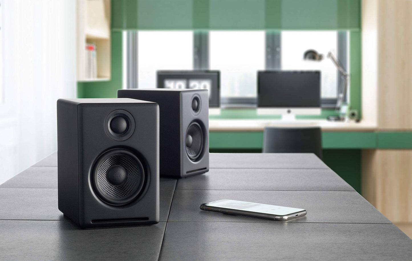 Audioengine A2 Plus Kabellose Bluetooth-Desktop-Lautsprecher – 60-W-Computerlautsprecher für Musik und Gaming