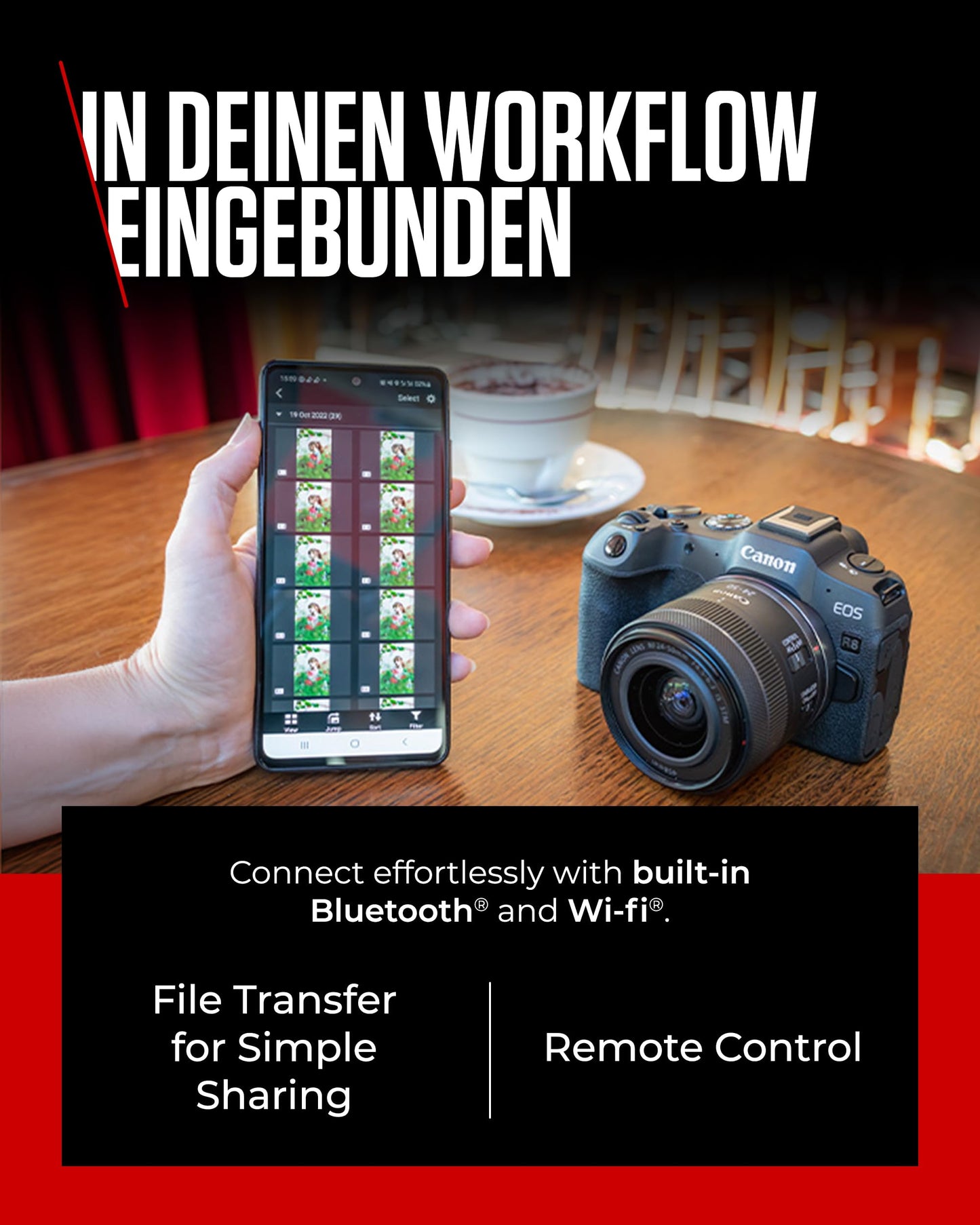 Canon EOS R8 Systemkamera - Spiegellose Vollformat Kamera (Digitalkamera mit Autofokus und Motiverkennung für Augen Tiere Fahrzeuge, 4k Videokamera, 40 Bilder pro Sekunde, WiFi, Touchscreen)