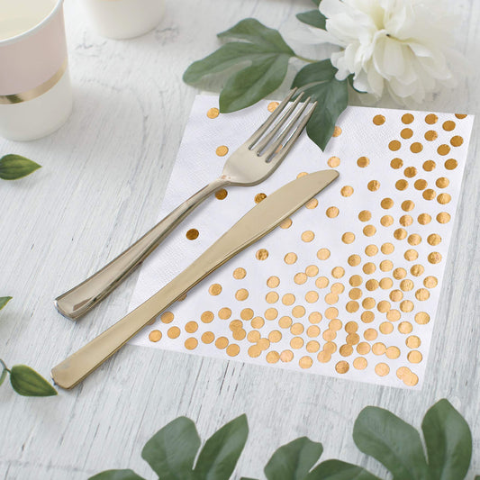 iZoeL 60 Servietten Partyservietten Gold Dots 33 x 33cm 3-lagig Geburtstag Foiled Papierservietten Paper Napkins für Party Hochzeit Weihnachten silvester