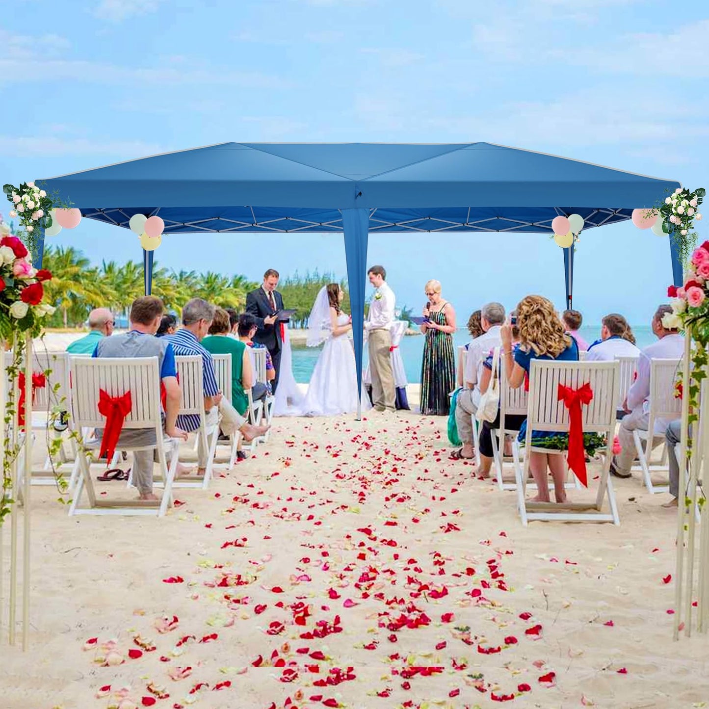 COBIZI Pavillon 3x6m, Faltpavillon 3x6 Wasserdicht Stabil mit 6 Seitenteilen, Zentralverriegelungsstruktu, Pop Up Pavillon Partyzelt Gartenpavillon für Party, Festival, Hochzeit, Anti-UV, Blau