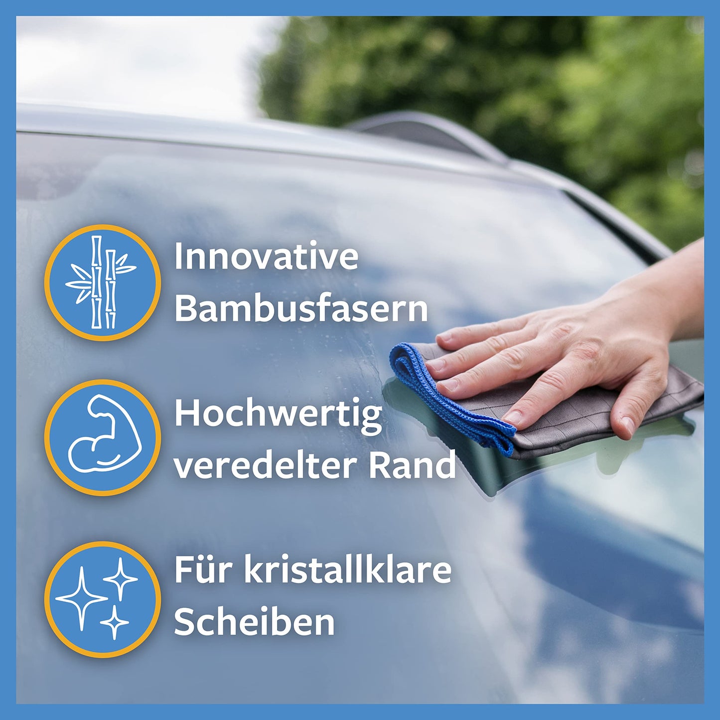 Carbigo® Box 10x Mikrofaser Glastücher – Microfasertuch Glas für streifenfreie Reinigung von Scheiben, Fenster, Gläser – Kristallklare Autoscheiben – Perfekte Microfaser Glastücher 25x25cm (400 GSM)