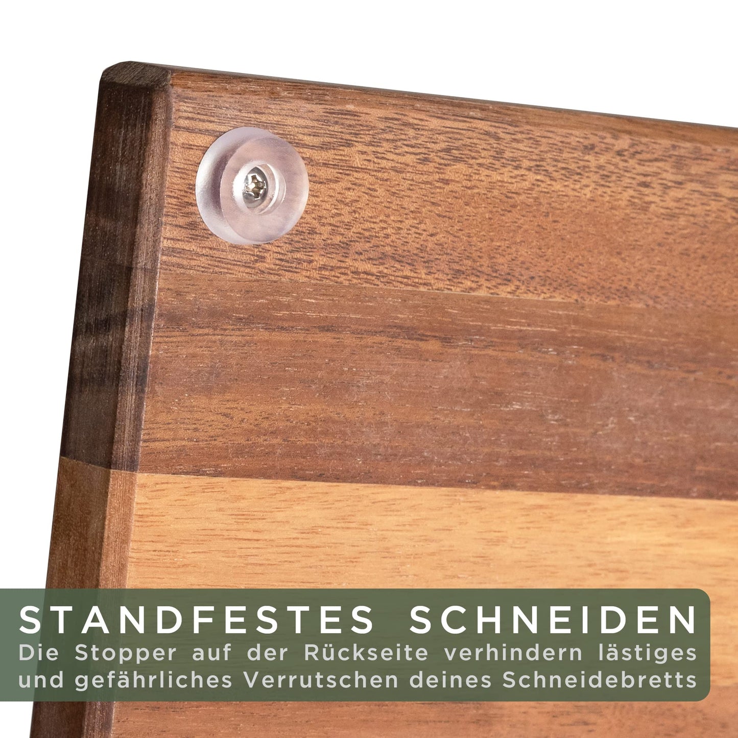 WALDWERK Schneidebrett 3er Set (40x30 / 33x24 / 26x18cm) aus massiver Akazie - Schneidebretter mit Brettständer - 2cm dicke Holzbretter mit Saftrille - Design Schneidebrett Set