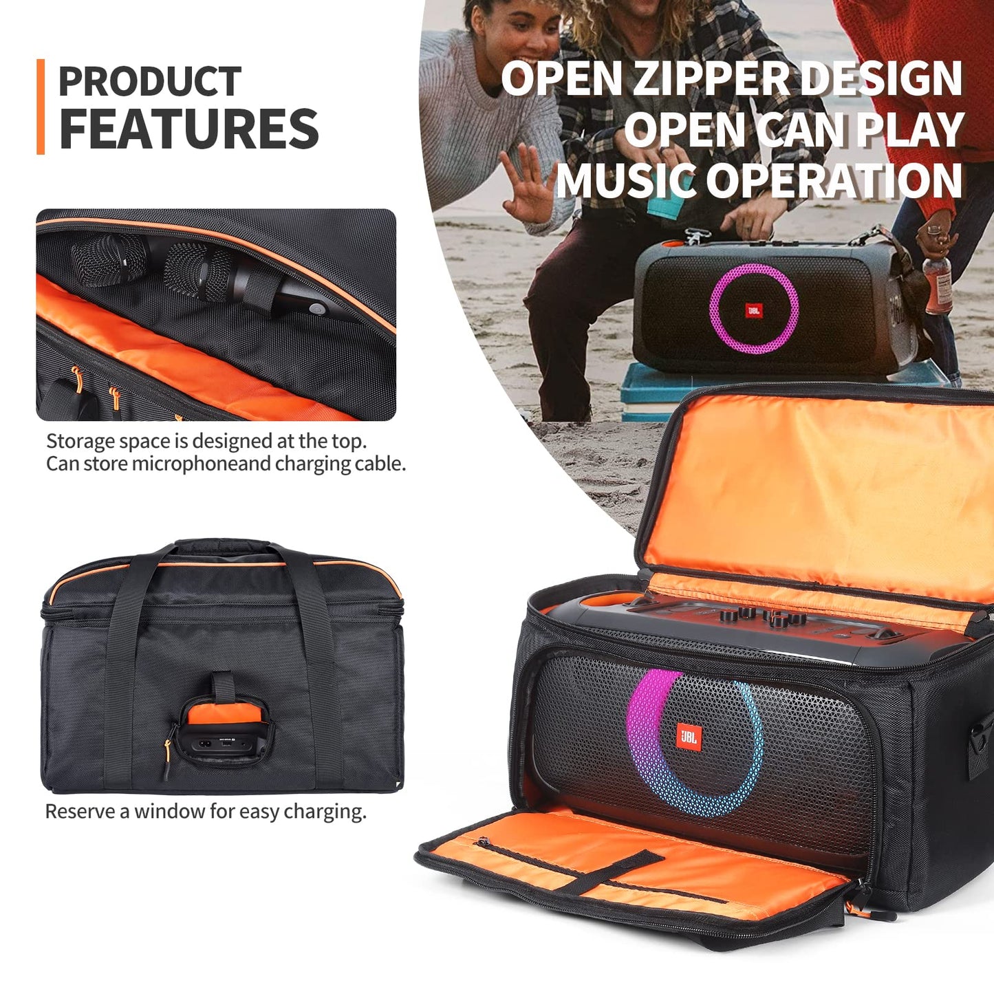 Taschen für JBL Partybox Bluetooth Lautsprecher Tragetasche Case Tragbar Tasche Reise Schutz Taschen für JBL Partybox Serie Bluetooth Party-Lautsprecher (for JBL partybox on The go)