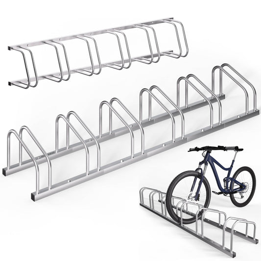 MONZANA® Fahrradständer für 6 Fahrräder 37cm Radabstand 30-65mm Reifenbreite rostfreier Stahl selbstsichernde Schrauben Boden oder Wandmontage Mehrfachständer Fahrradhalter Aufstellständer Radständer