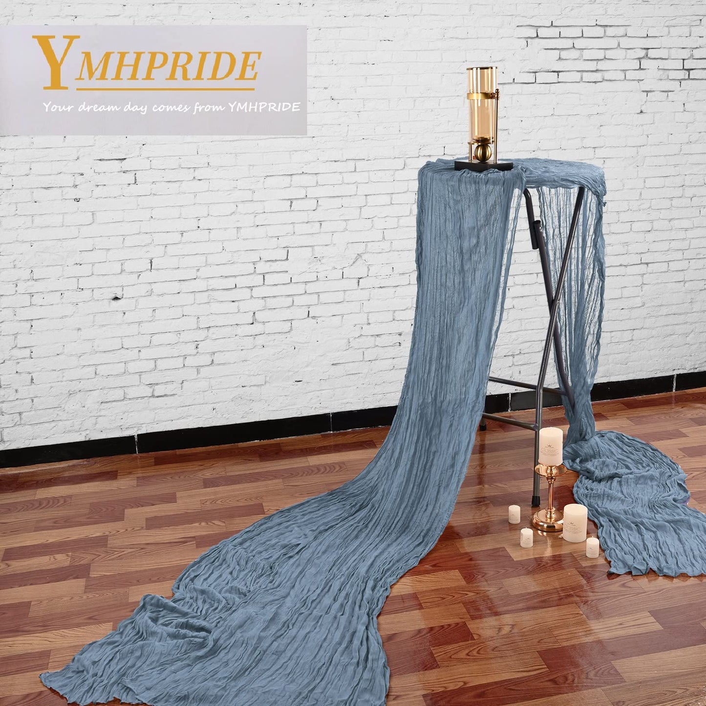 2 Stück Seihtuch-Tischläufer Staubiges Blau,90 x 300 cm Rustikaler Gaze-Stoff Boho-Tischläufer Käsetuch Cheesecloth Tischläufer Hochzeit Tischdecke für Hochzeitsfeier Brautparty Tischdekoration