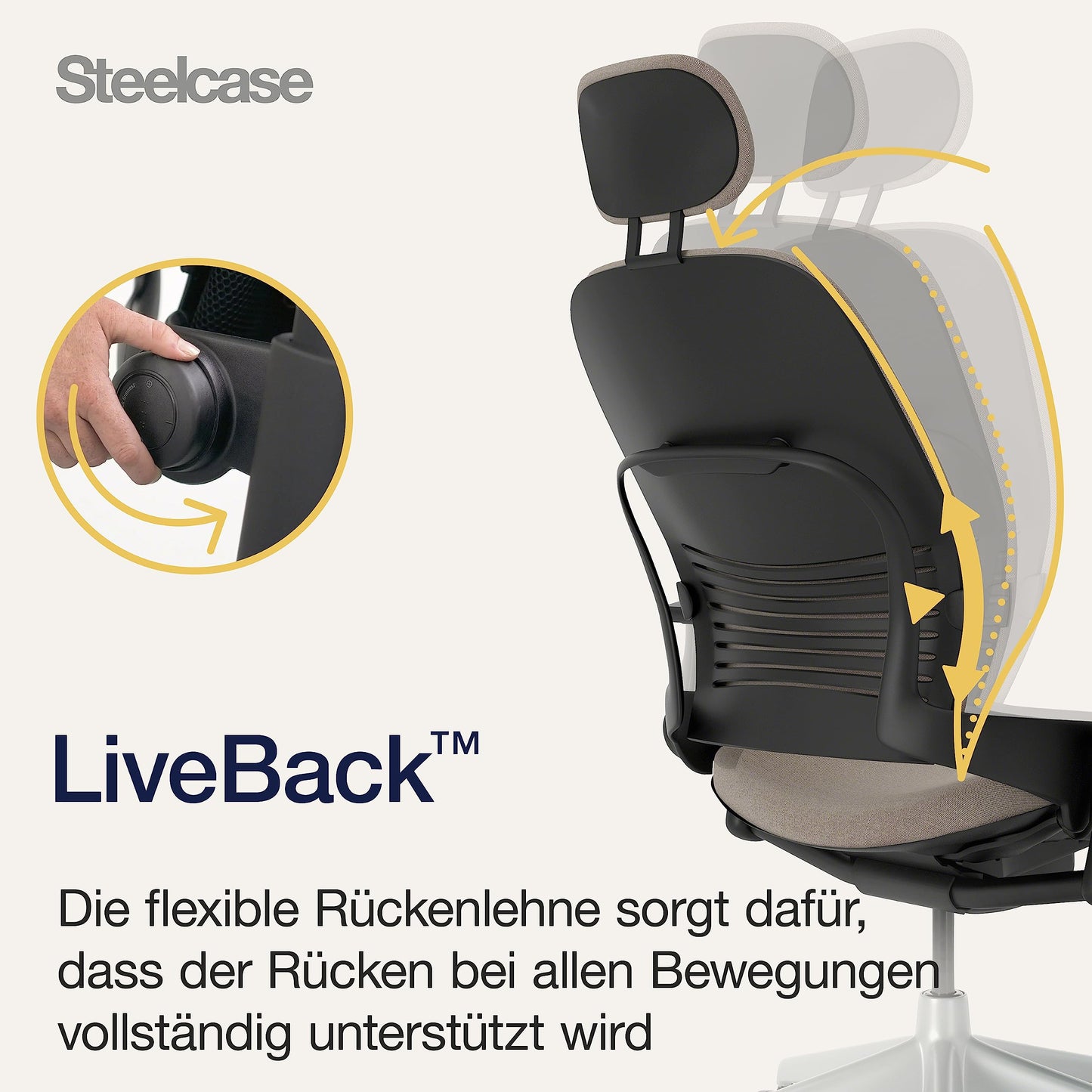 Steelcase Leap Ergonomischer Bürostuhl mit LiveBack Lumbalstütze, flexibler Rückenlehne, anpassbarer Kopfstütze Trüffel