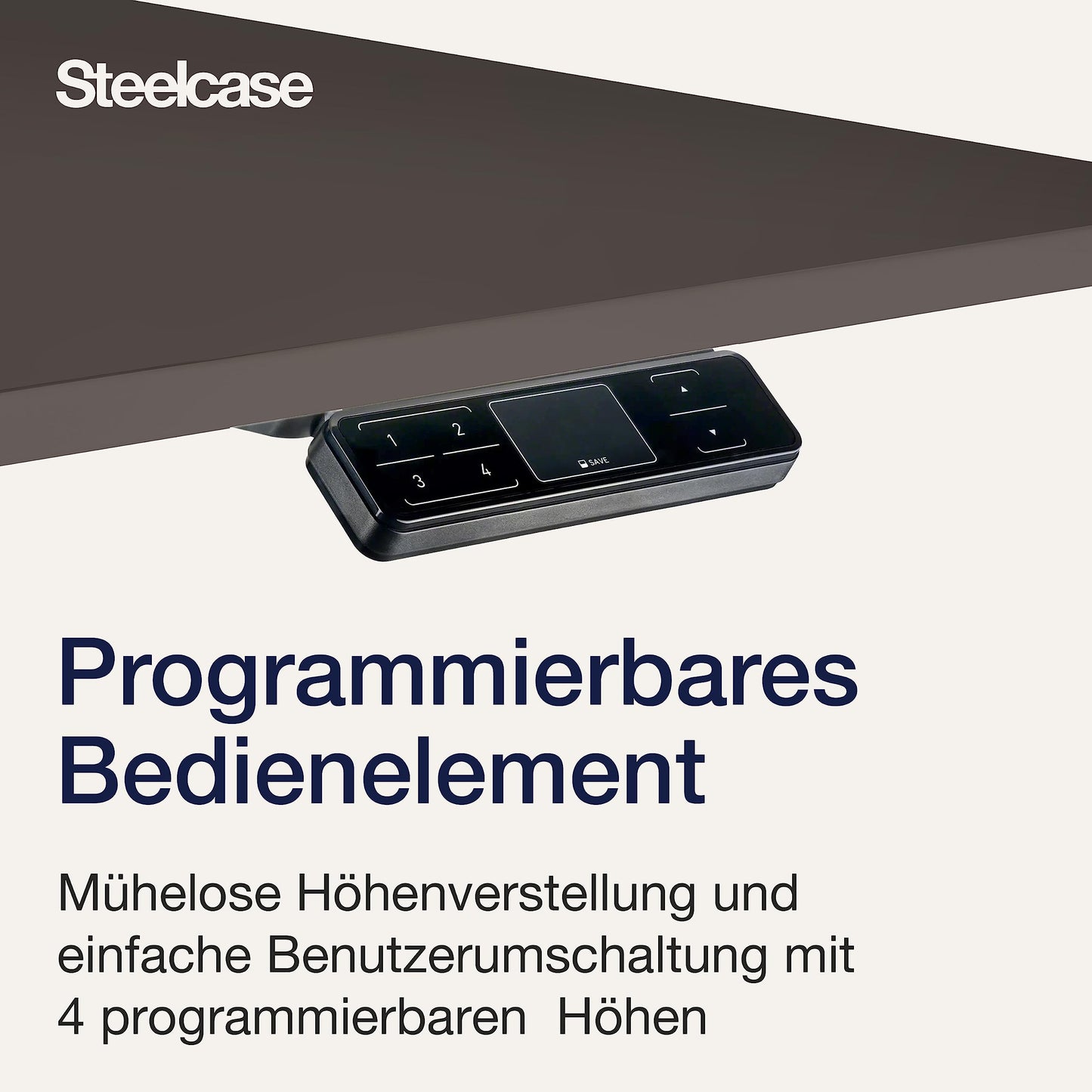 Steelcase Solo Elektromotorisch höhenverstellbarer Homeoffice-Schreibtisch, programmierbares Bedienpaneel, Antikollisionssensor, Kabelnetz, Tischplatte aus Linoleum Mauve, Gestell Messing Matt/Merlot
