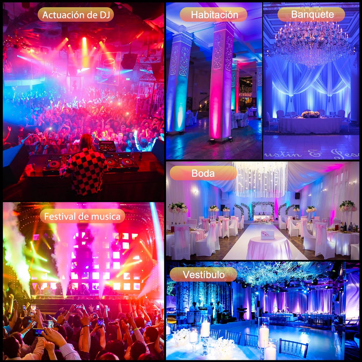 Rtktoup 3 * 18W Akku LED Par Licht, RGBW+UV 6 In 1 Wiederaufladbarer Bühnenstrahler, Disco Partylicht mit Infrarot Fernbedienung/2,4 GHz Wireless/APP, geeignet für Bühnen Festivals Party Club