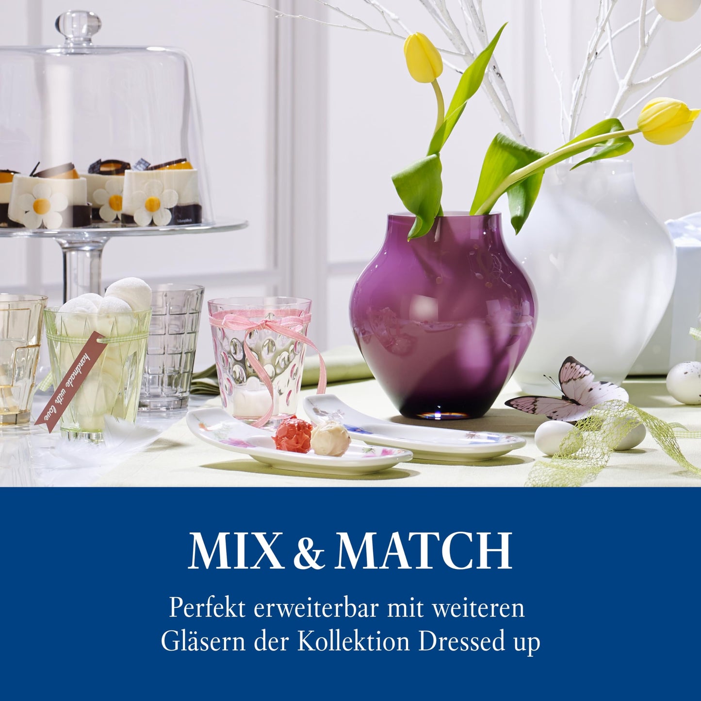 Villeroy & Boch – Dressed Up Wasserglas Set 4 teilig, 310 ml, Spülmaschinenfest, Besondere Trinkgläser, Gläser Wasser, Trinkglas Set, Saftgläser, Kristallglas