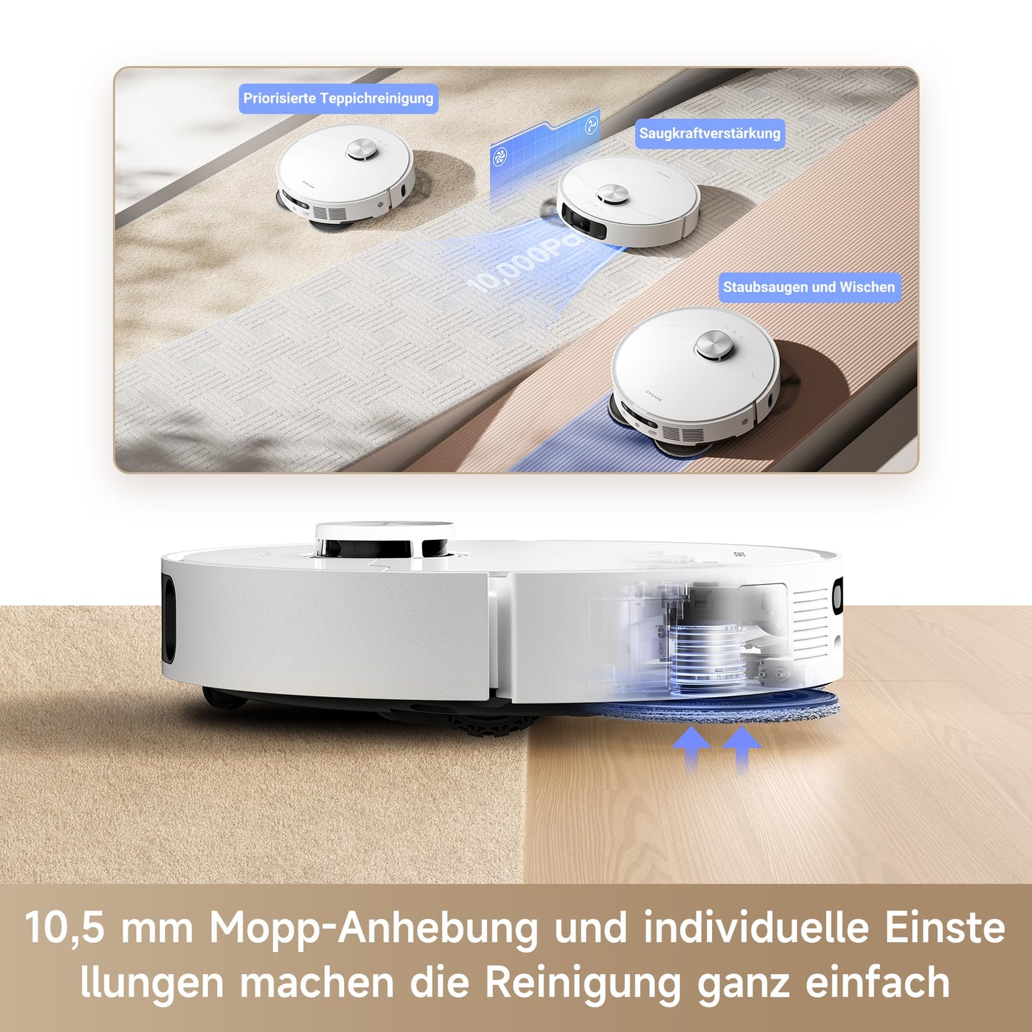 DREAME L10s Ultra Gen 2 Saugroboter mit Wischfunktion,MopExtend™ RoboSwing-Technologie, 10.000 Pa Vormax™-Saugkraft, Haustiermodus, vollautomatischer Basisstation,vielseitiger Teppichreinigung