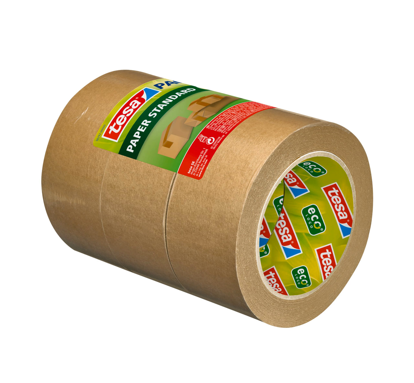 tesa Papier Standard - Umweltschonendes Paketband aus Papier, 56% biobasiertes Material - Effizient und recyclingfreundlich - Braun - 3x 50 m x 50 mm