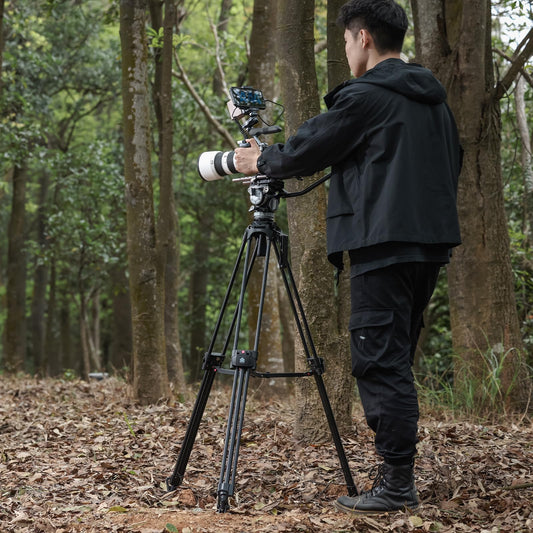 ULANZI VideoFast Stativ Kit aus Aluminium, 64.5“ Heavy Duty Videostativ mit Pro Damping Fluid Kopf, Professionelles Stativ 360° Pan & +90°/-45° Tilt Dämpfung, QR-Platte,10kg / 22 lb Belastung