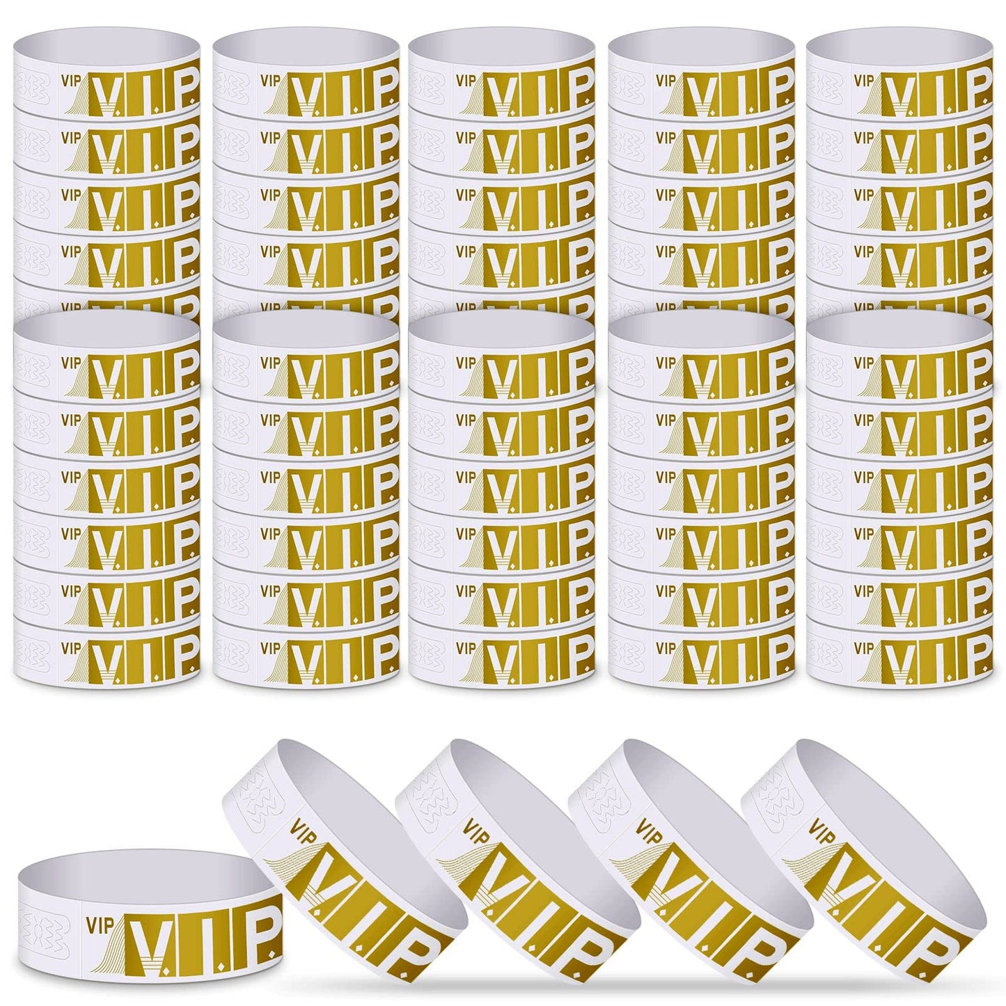 ASTARON 300 Pcs Papier VIP-Eintrittsbänder für Events, Gold Einlassbänder für Events Wasserdichte Armbänder VIP-Armbänder für Nachtclubs Wasserparks Leichte Konzert-Armbänder