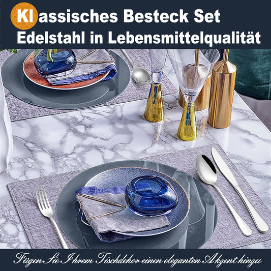 Terlulu Besteck Set, 30-teiliges Besteckset für 6 Personen mit Messer Gabel Löffel, Edelstahl Essbesteck für Familie/Party/Hotel/Restaurant, Spiegelpoliert & Spülmaschinenfest