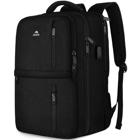MATEIN Reiserucksack für Easyjet Handgepäck 45x36x20, Handgepäck mit Schuhfach und USB Ladeanschluss 17,3 Zoll Laptop Rucksack Wasserabweisend Herren Damen für Reise Business 30L, Schwarz