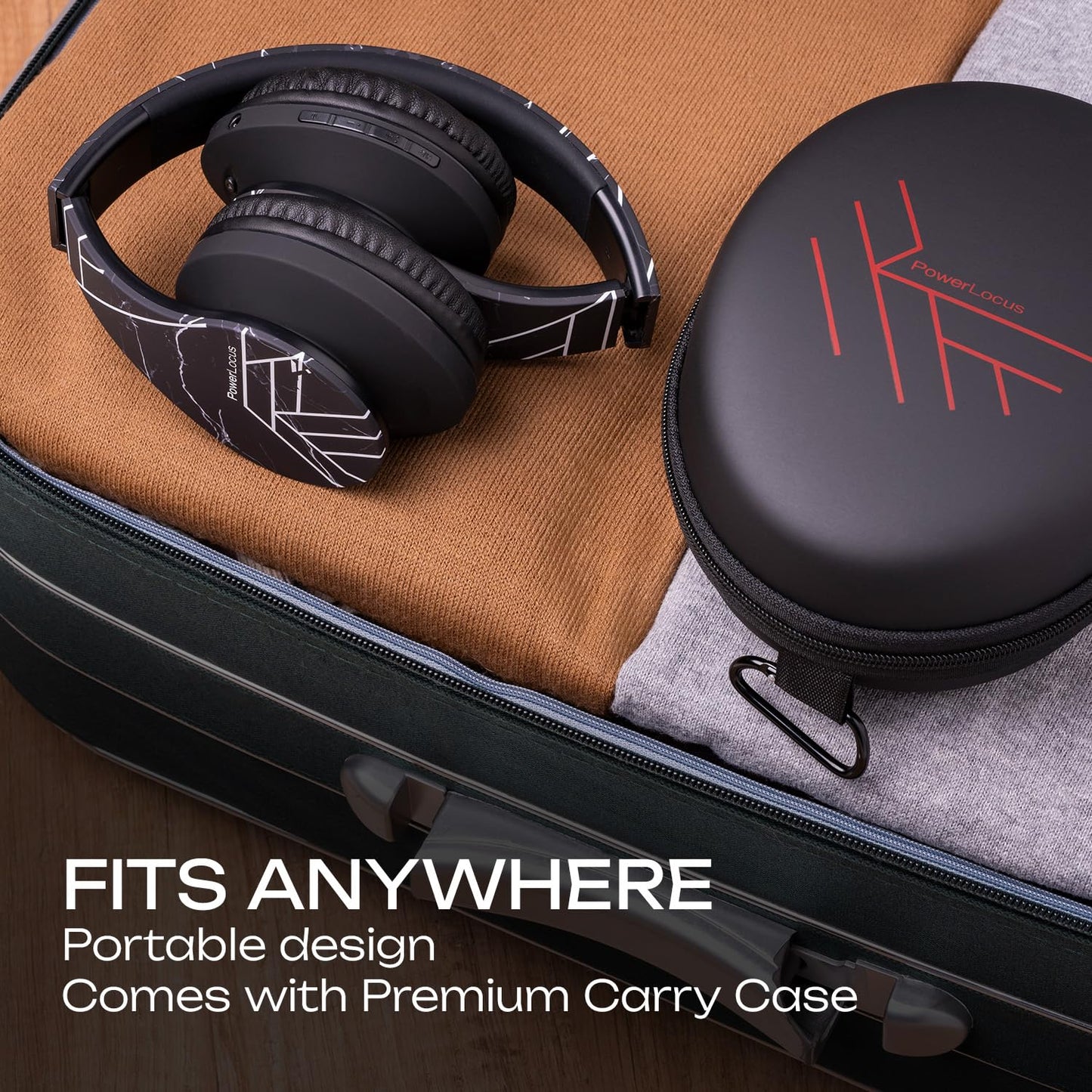 PowerLocus Kabellose Kopfhörer Over Ear, Kopfhörer Bluetooth mit Mikrofon, Faltbar, weiche Ohrpolster Hi-Fi-Stereo-Bass, Headset Kabellos und Kabel-Modus für Kinder/Erwachsene/TV/PC/Home Office