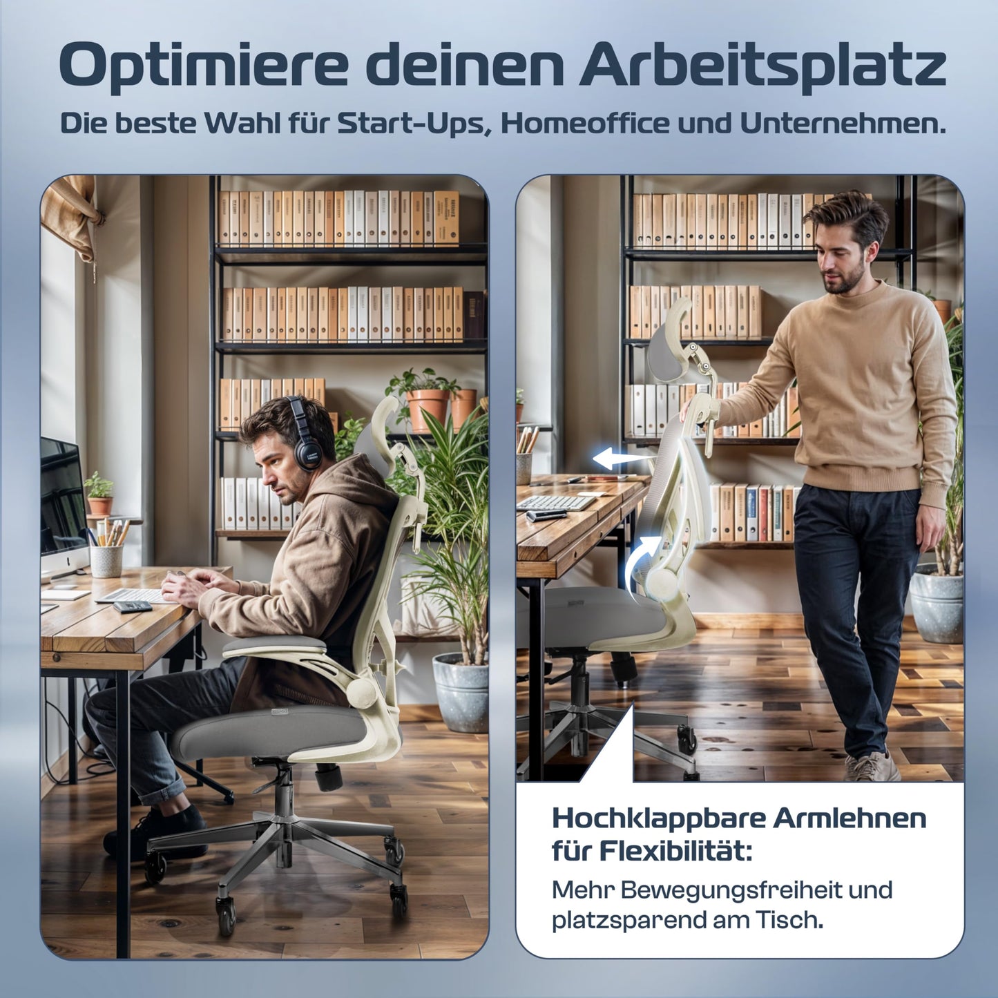 CLOUVOU SmartSeat Bürostuhl Ergonomisch [TESTSIEGER] Schreibtischstuhl 100% individuell einstellbar | Büro Stuhl & Gaming Stuhl | Computerstuhl Home Office Chair Ergonomic | Drehstuhl 150 kg