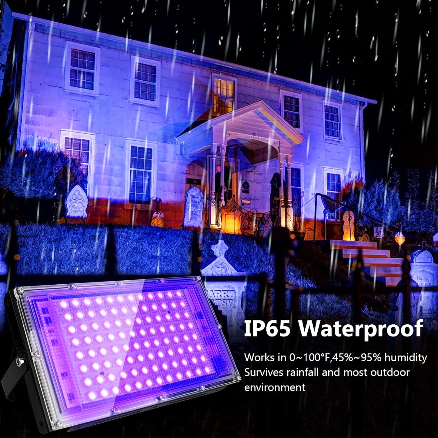 LED Schwarzlicht Strahler 100W, Indmird Schwarzlichtlampe mit Stecker, IP65 Wasserdicht UV Strahler mit Schalter, 395-400nm UV Flutlicht Partylicht für Bar,Disco,Party,Halloween,Bühnen