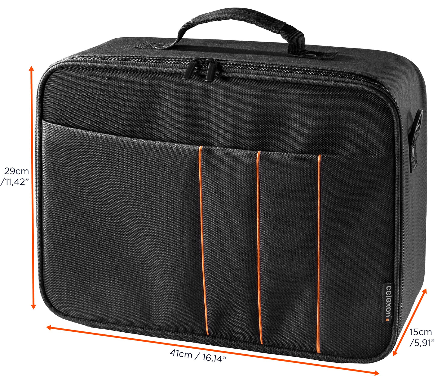 celexon Beamertasche Economy - 41x29x15 cm - Hartschalenrahmen - wasserabweisend & abwaschbar - 100% Polyester - schwarz