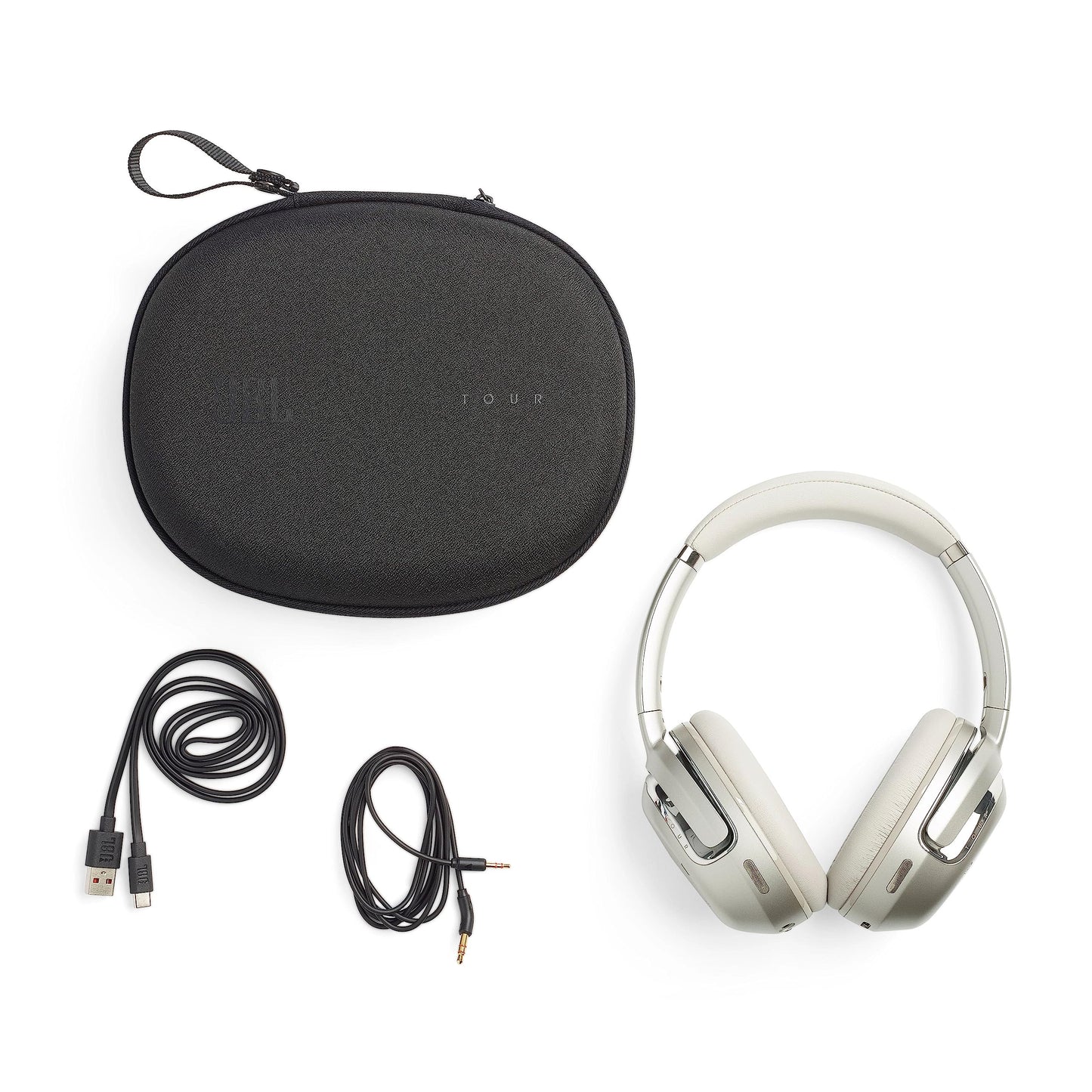 JBL Tour One M2 – Kabellose Over-Ear Kopfhörer – Bluetooth Kopfhörer mit Adaptivem Noise Cancelling in Champagner – Bis zu 40 Stunden Wiedergabezeit mit nur einer Akkuladung