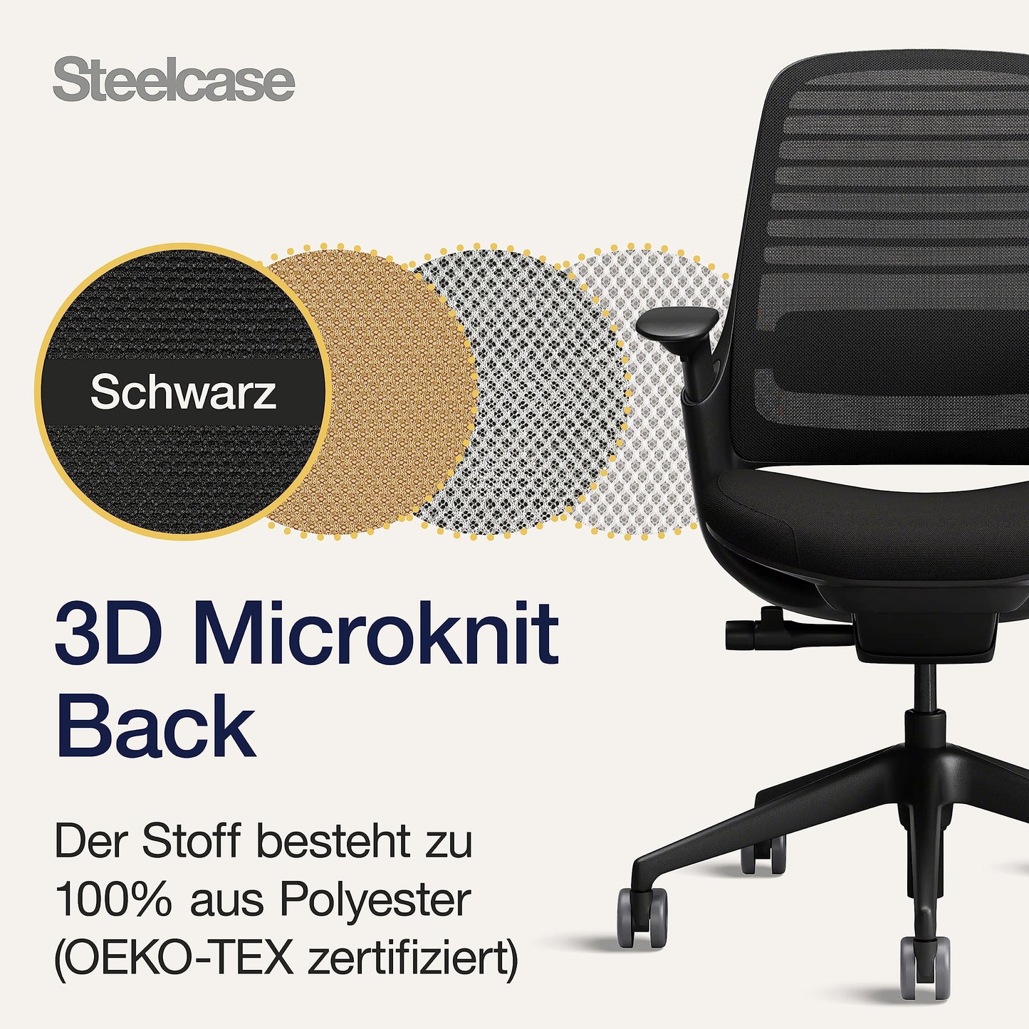 Steelcase Series 1 Ergonomischer Bürostuhl mit LiveBack Lumbalstütze und 4D-Armlehnen Onyx Schwarz