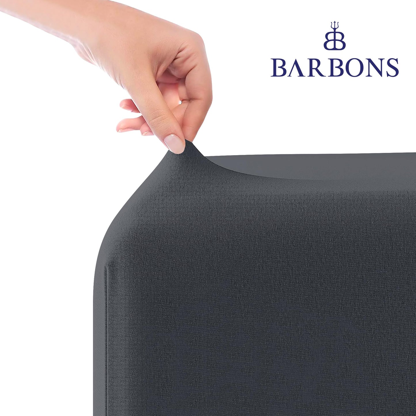 BARBONS Spannbettlaken 180x200cm - 100% Baumwolle Spannbetttuch Oeko-TEX Zertifiziert Bettlaken Jersey Bettwaren und Bettbezug für Boxspringbett und Dicke Matratzen bis 25 cm - Dunkelgrau 180 x 200