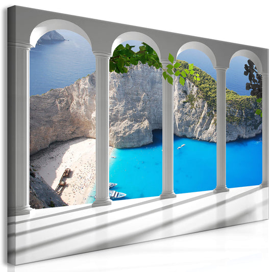 murando Wandbild Mega XXXL Fensterblick Einteiliger XXL-Format Kunstdruck zur Selbstmontage Leinwandbilder moderne Bilder DIY Wanddekoration Wohnung Deko Meer Strand Zakynthos
