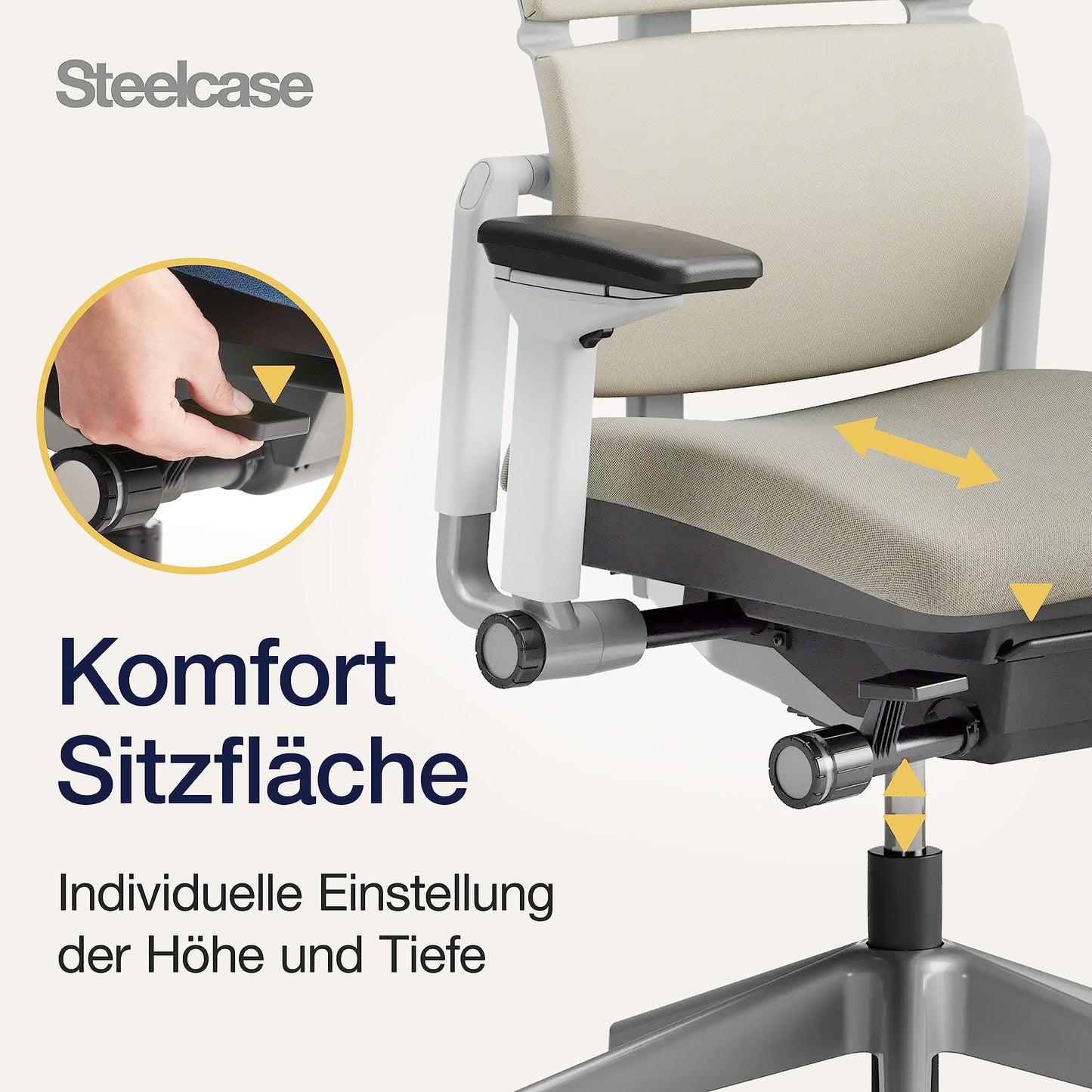 Steelcase Please Ergonomischer Bürodrehstuhl mit höhenverstellbarer Lumbalstütze für Unterstützung den ganzen Tag über, anpassbare Kopfstütze Trüffel